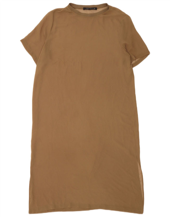 Vestido Básico Feminino Zara UK 18 XL Marrom