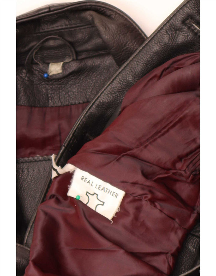 Jaqueta de couro masculina vintage UK 40 grande preta