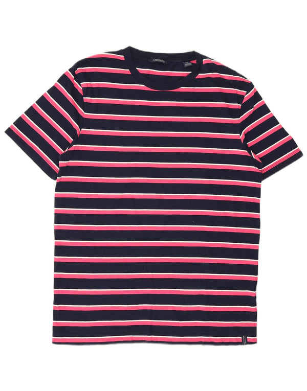 Camiseta masculina Scotch & Soda Top médio listrado azul marinho
