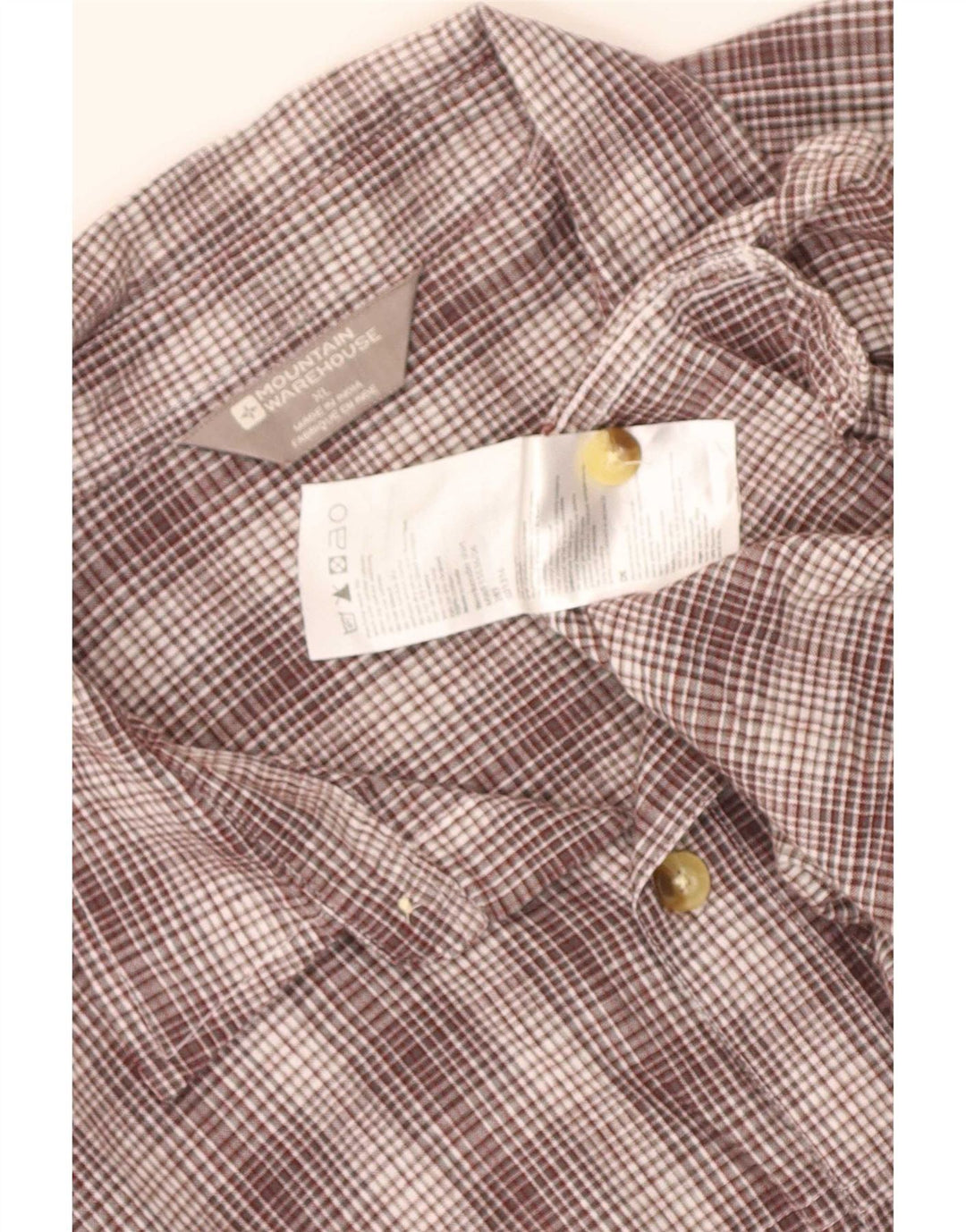 Camisa masculina de manga curta Mountain Warehouse XL marrom xadrez algodão