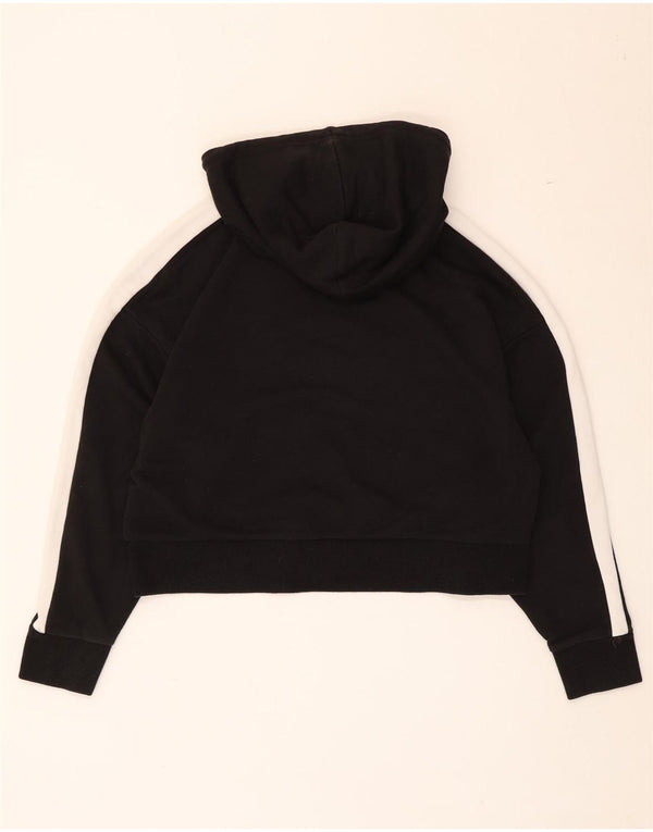 Puma Womens Crop Hoodie Jumper UK 14 Médio Preto Colourblock Algodão