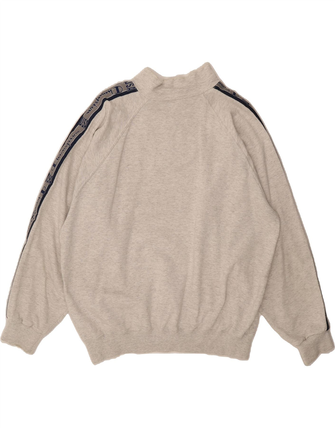 CHAMPION Mens Graphic Zip Neck Sweatshirt Jumper XL Grey Flecked Cotton Vintage Champion and Second-Hand Champion from Messina Hembry 