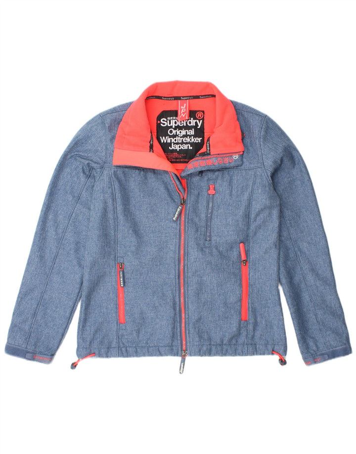 Jaqueta corta-vento feminina SUPERDRY Windtrekker UK 14 poliéster azul médio