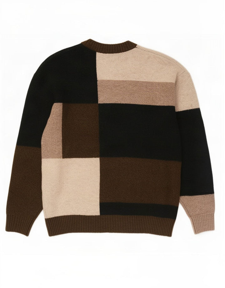 Zara Suéter masculino com gola redonda, bloco colorido médio multicolorido