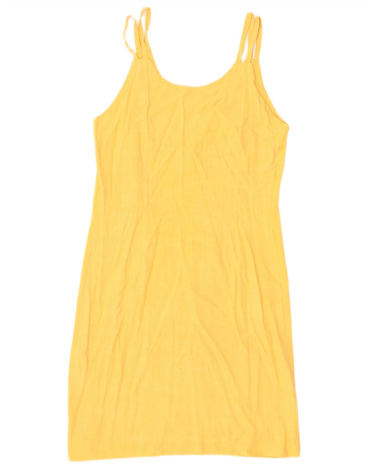 Vestido de verão feminino vintage Reino Unido 12 amarelo médio