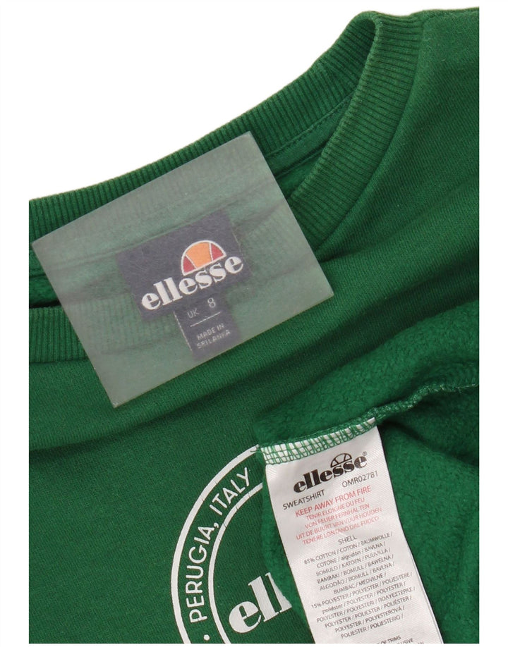 Ellesse moletom feminino grande com estampa gráfica UK 8 pequeno verde