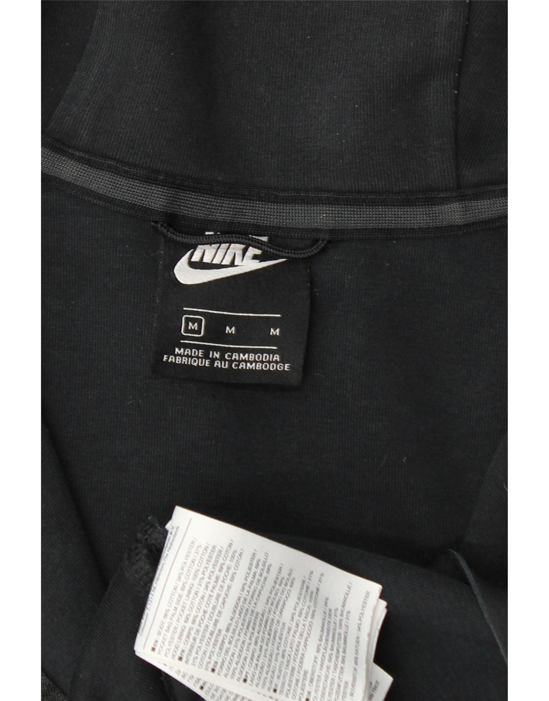 Suéter Nike masculino com capuz e zíper médio preto algodão