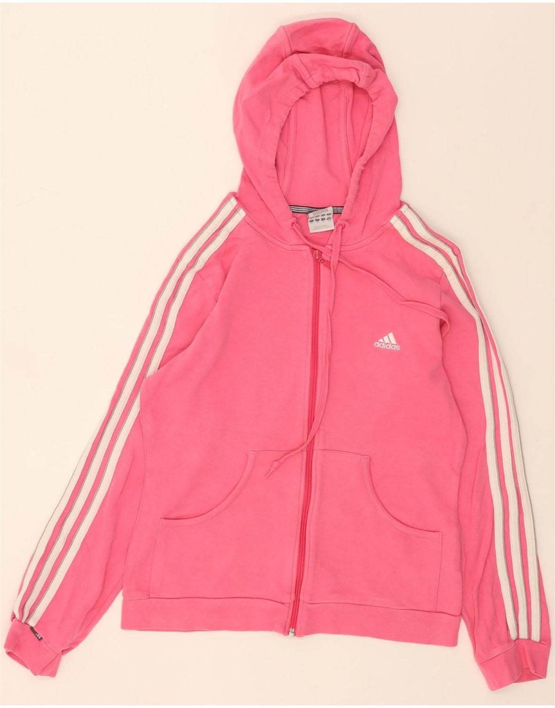 ADIDAS Womens Zip Hoodie Sweater UK 14 Medium Pink Cotton Vintage Adidas and Second-Hand Adidas from Messina Hembry 