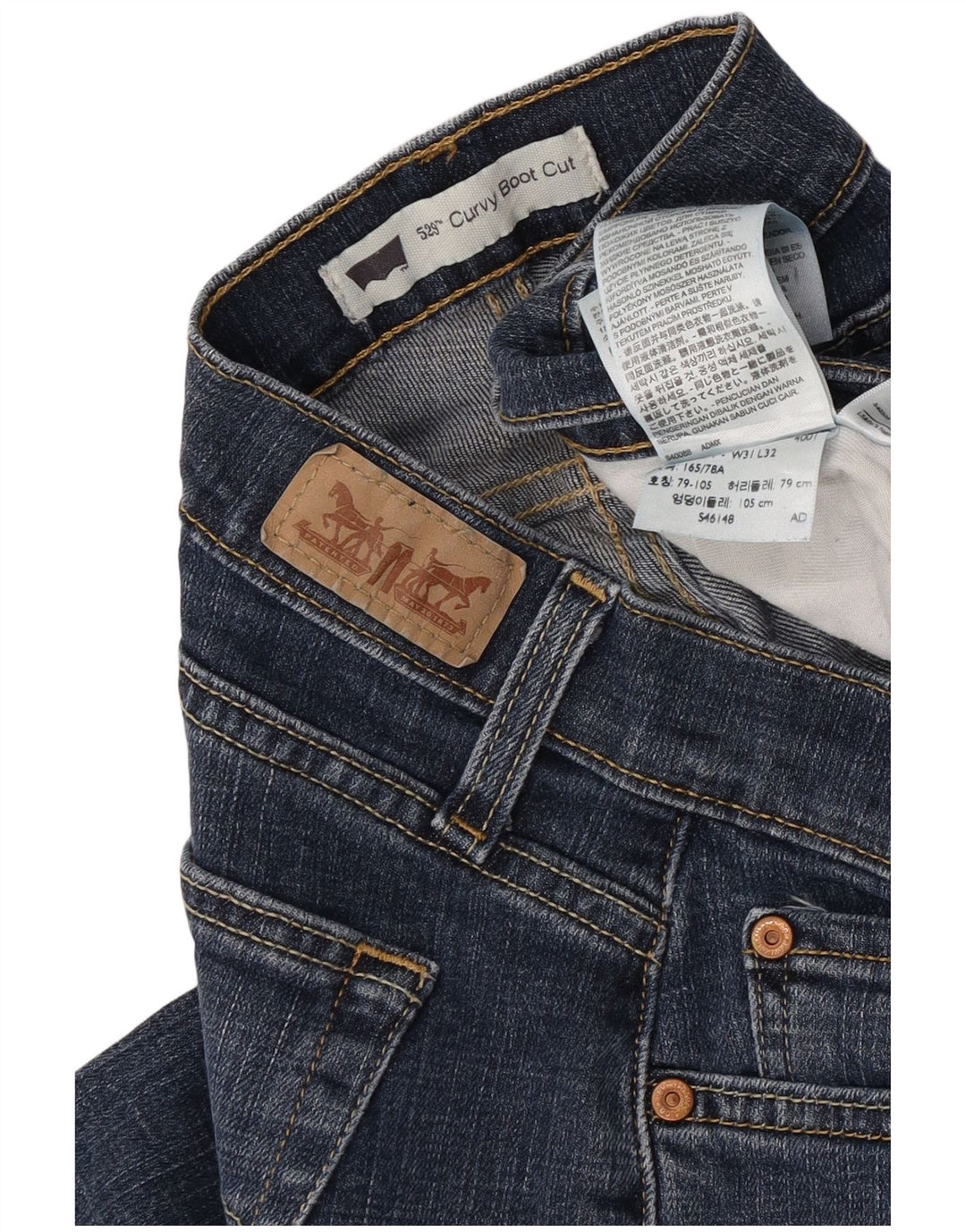 Calça jeans feminina Levi's 529 Curvy Bootcut W31 L32 azul algodão