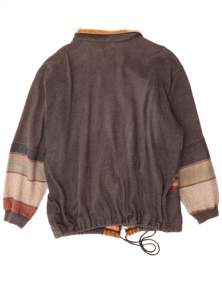 Jaqueta bomber gráfica masculina vintage UK 42 XL cinza colorblock acrílico