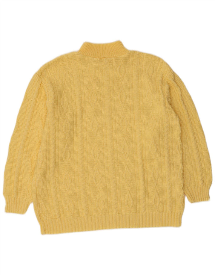 Suéter feminino VINTAGE com gola tartaruga Reino Unido 12 amarelo médio
