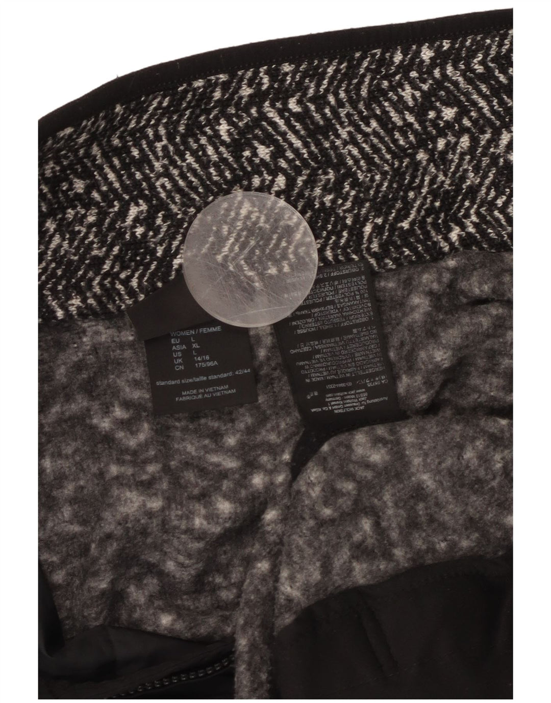 JACK WOLFSKIN Jaqueta feminina de treino Reino Unido 14/16 grande espinha de peixe preta