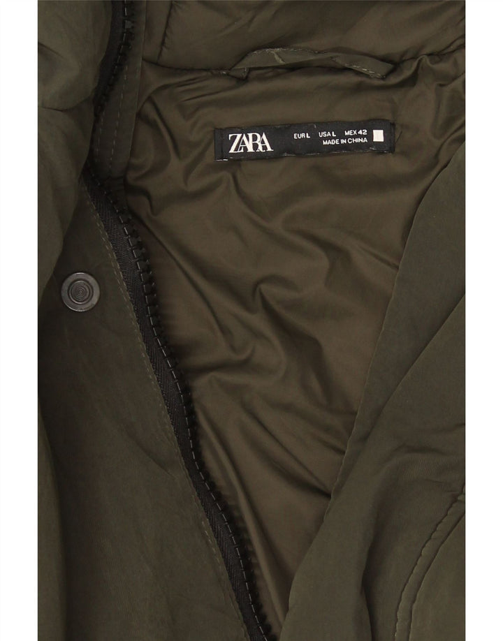 Casaco acolchoado com capuz masculino Zara UK 40 grande verde