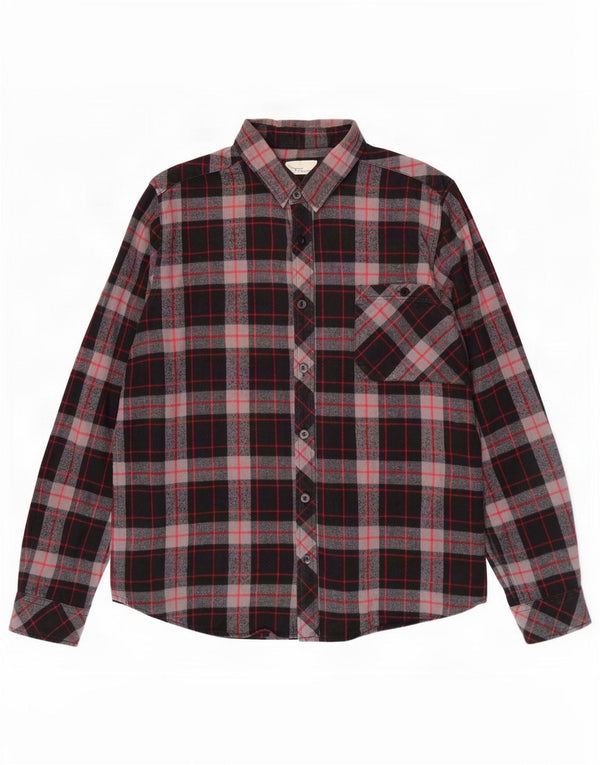Camisa masculina vintage de flanela XL de algodão xadrez preto