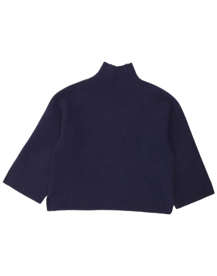 Suéter feminino Zara com gola tartaruga grande, Reino Unido 10, pequeno, azul marinho, lã