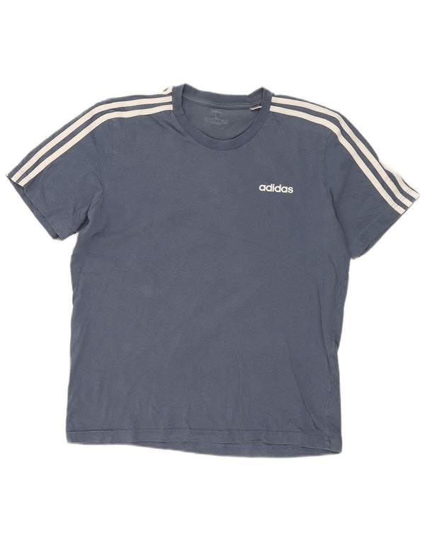 Adidas Mens Camiseta Top Grande Algodão Azul