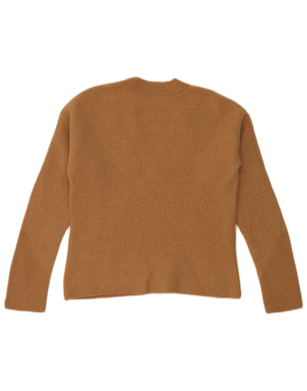 Tommy Hilfiger Suéter feminino cropped com decote em V Reino Unido 6 XS lã bege