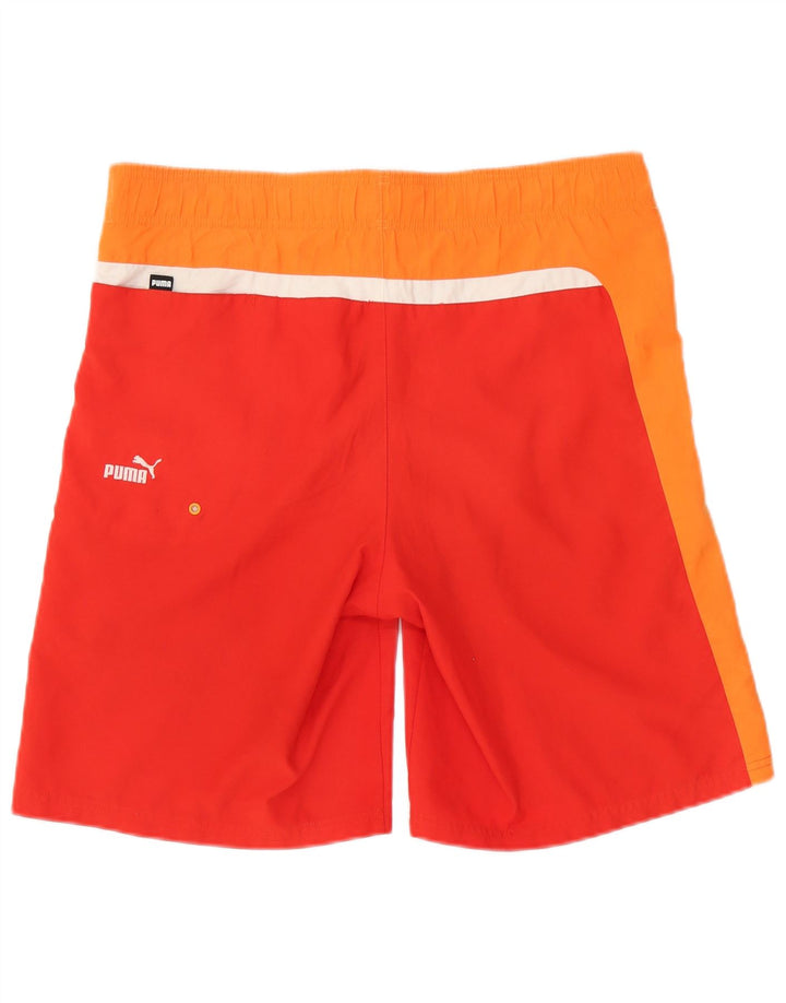 Shorts de natação masculinos Puma Graphic médio vermelho colorblock