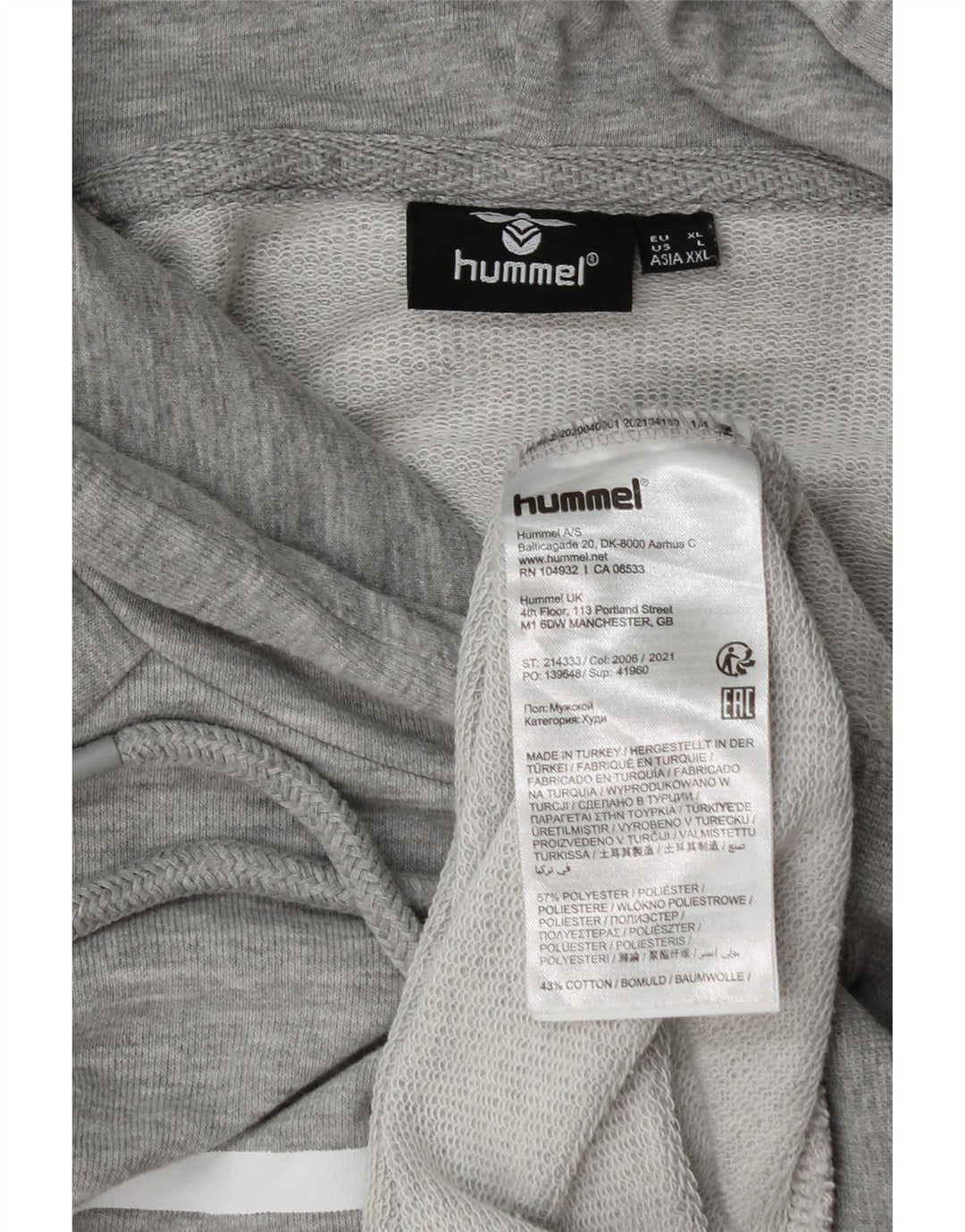 Hummel moletom masculino com capuz gráfico XL poliéster manchado cinza
