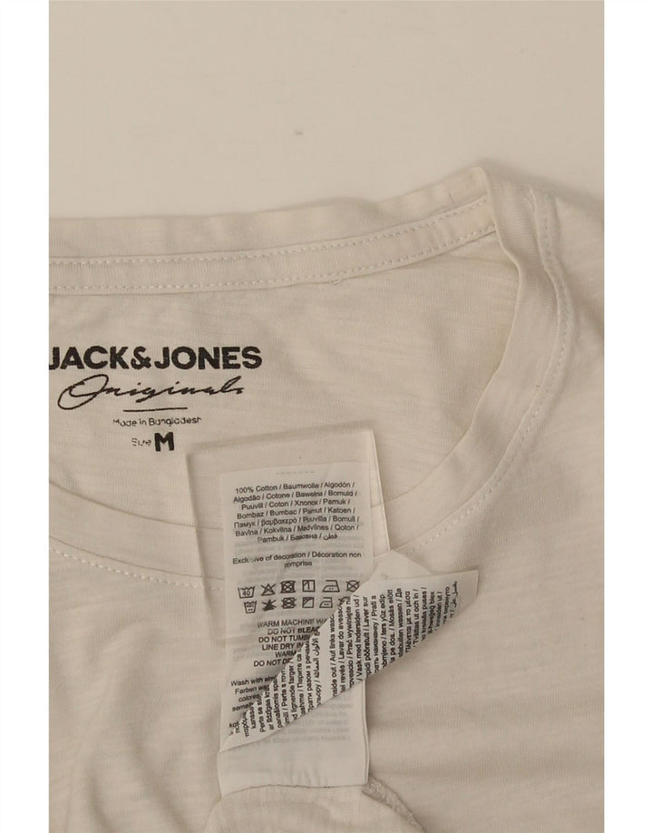 Camiseta masculina JACK & JONES de algodão floral branco médio