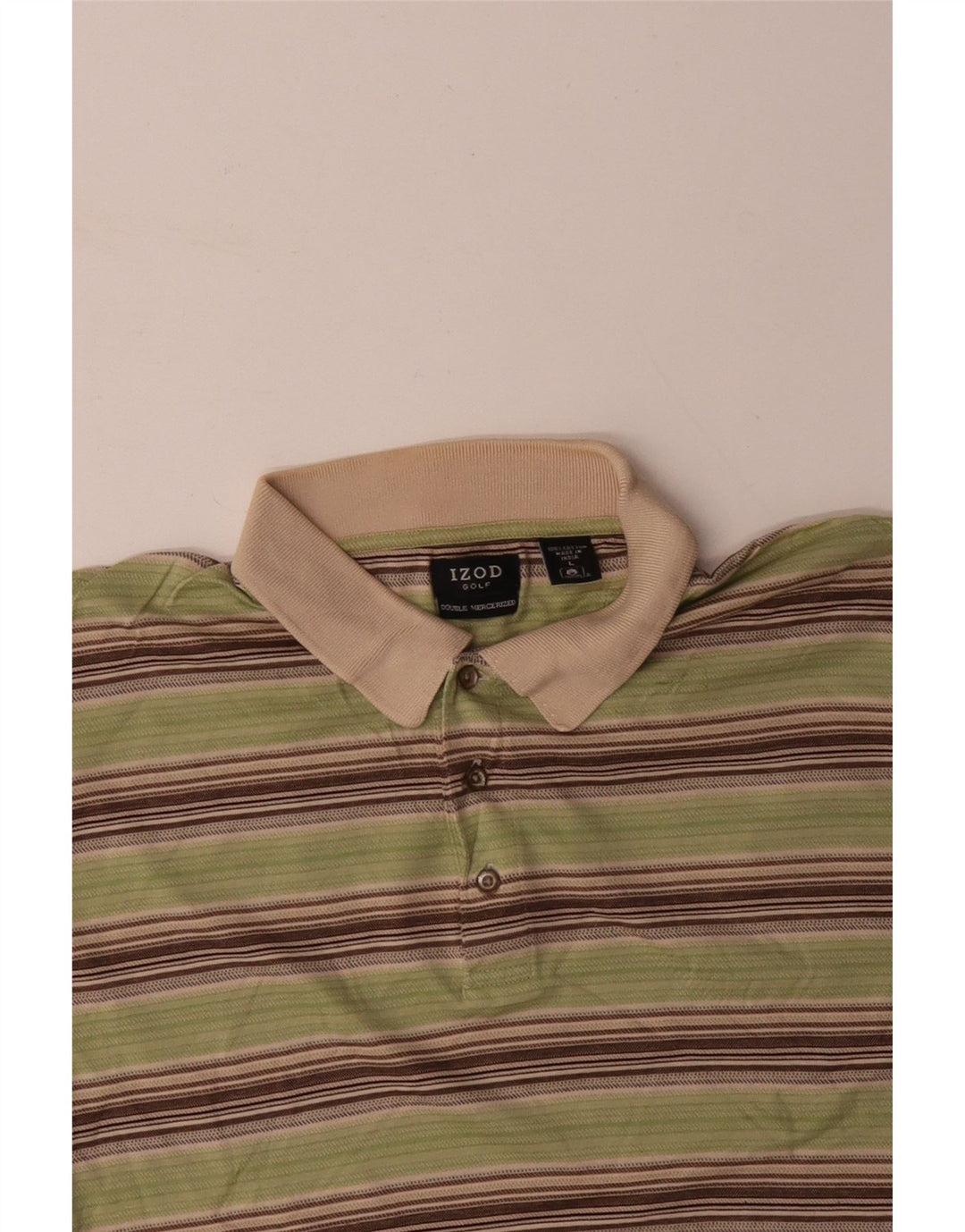 Camisa polo masculina IZOD grande algodão listrado cinza