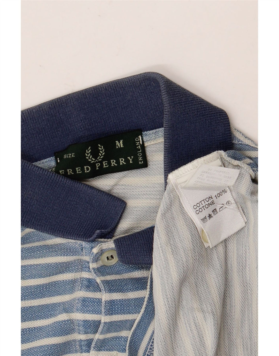 Camisa polo masculina Fred Perry de algodão listrado azul médio