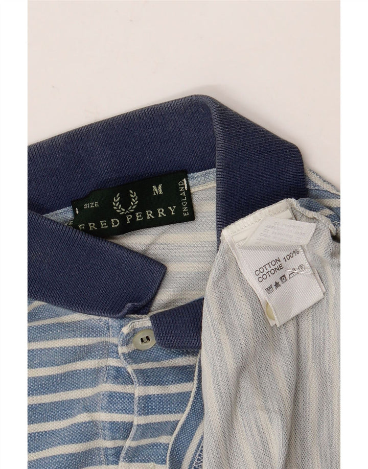 Camisa polo masculina Fred Perry de algodão listrado azul médio