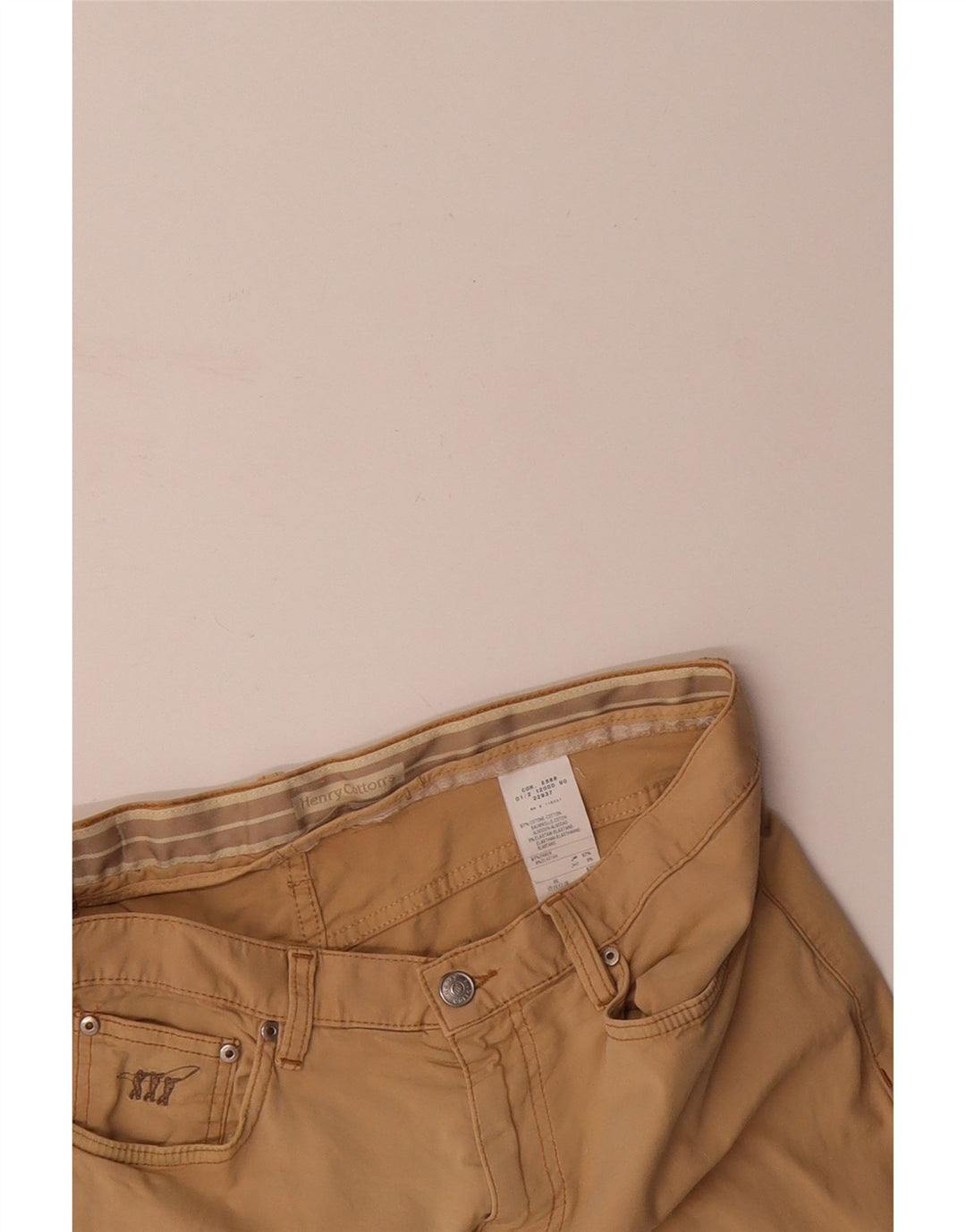 HENRY COTTONS Calça masculina reta casual W34 L27 algodão bege