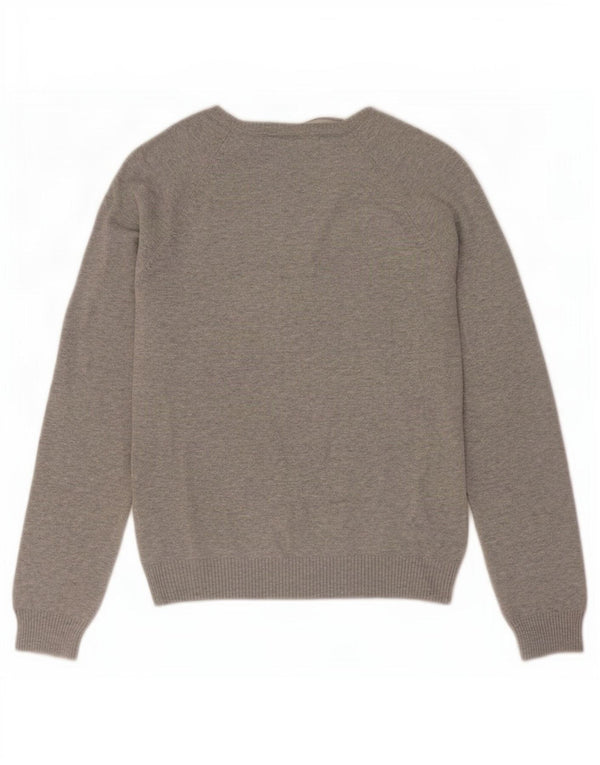 Suéter feminino Zara com decote em V Reino Unido 14 grande algodão manchado cinza
