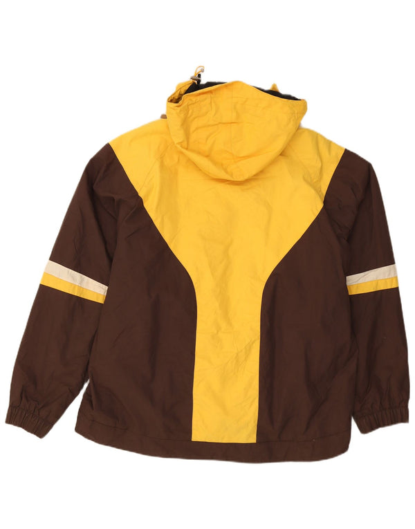 Jaqueta corta-vento masculina Billabong com capuz UK 40 grande bloco colorido marrom