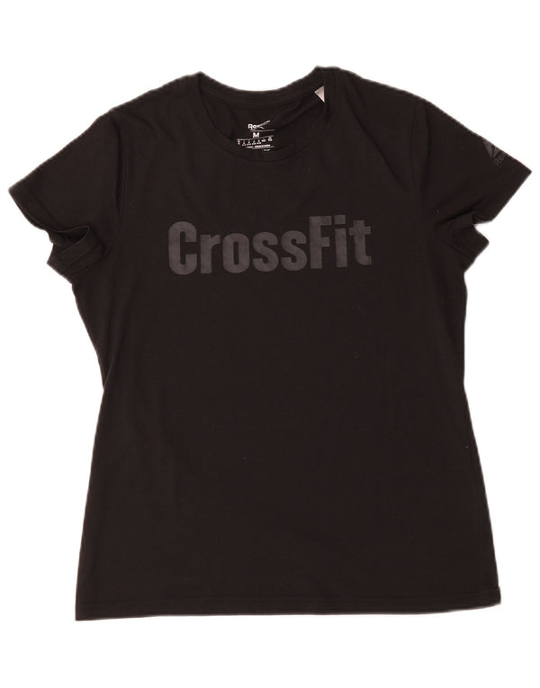 Camiseta feminina Reebok Cross Fit Graphic Top UK 12/14 Médio Preto Poliéster