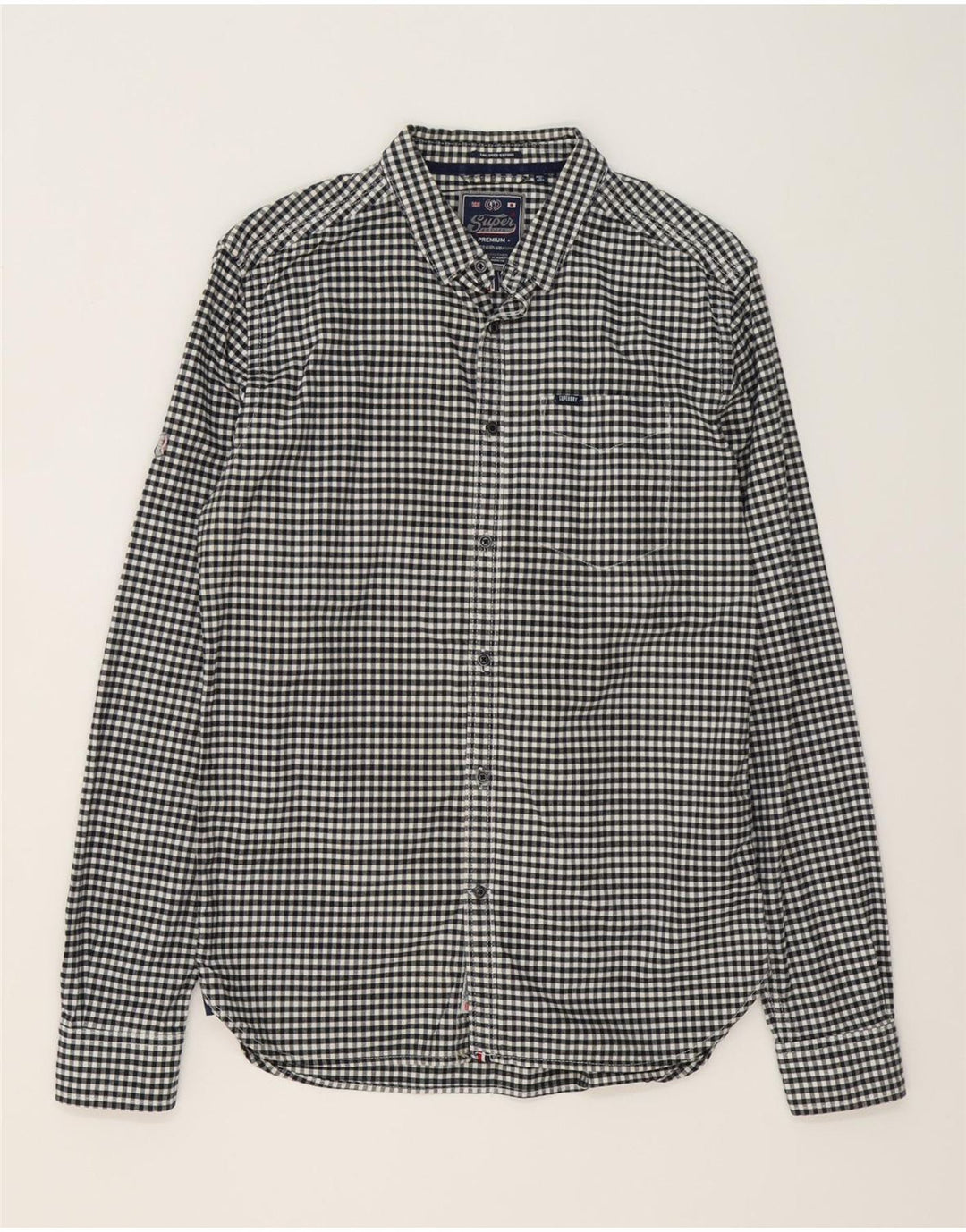 Camisa masculina SUPERDRY grande algodão guingão preto