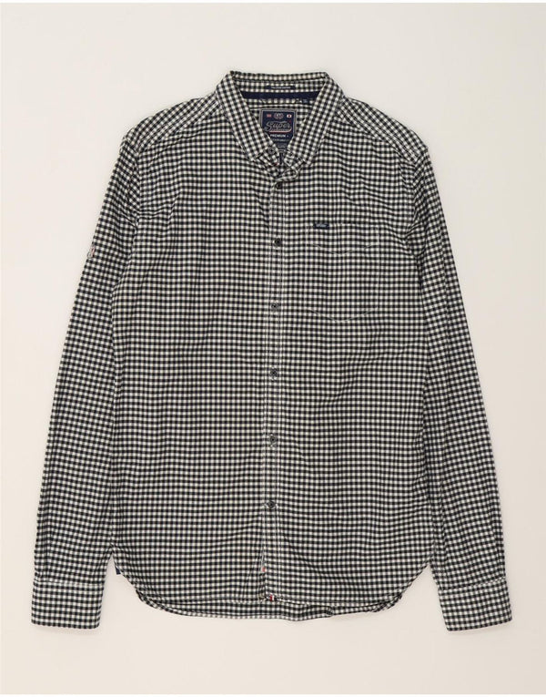 Camisa masculina SUPERDRY grande algodão guingão preto