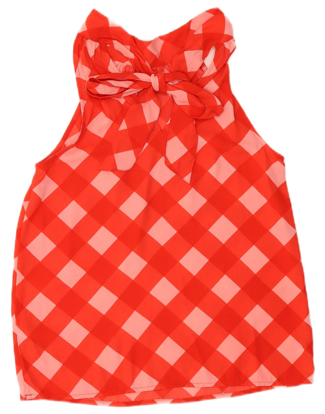 J. Crew Top feminino com gravata borboleta EUA 00 2XS poliéster vermelho guingão
