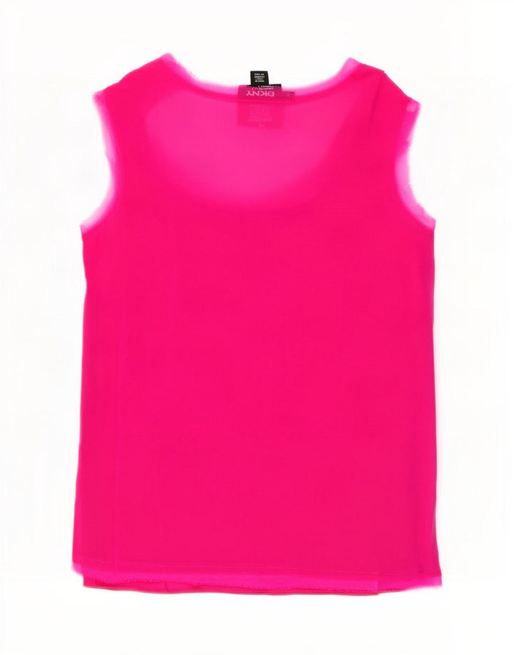 Blusa feminina sem mangas Dkny UK 10 pequena seda rosa