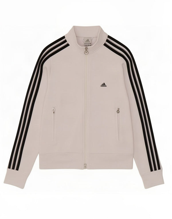 Adidas Womens Tracksuit Top Jacket UK 10 Pequeno Poliéster Branco