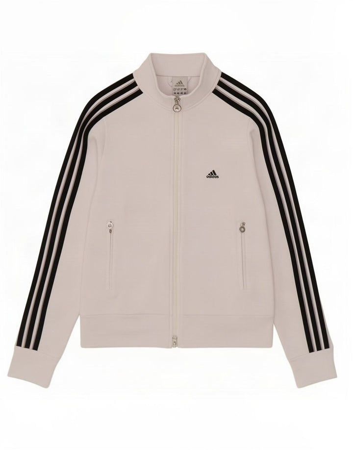 Adidas Womens Tracksuit Top Jacket UK 10 Pequeno Poliéster Branco