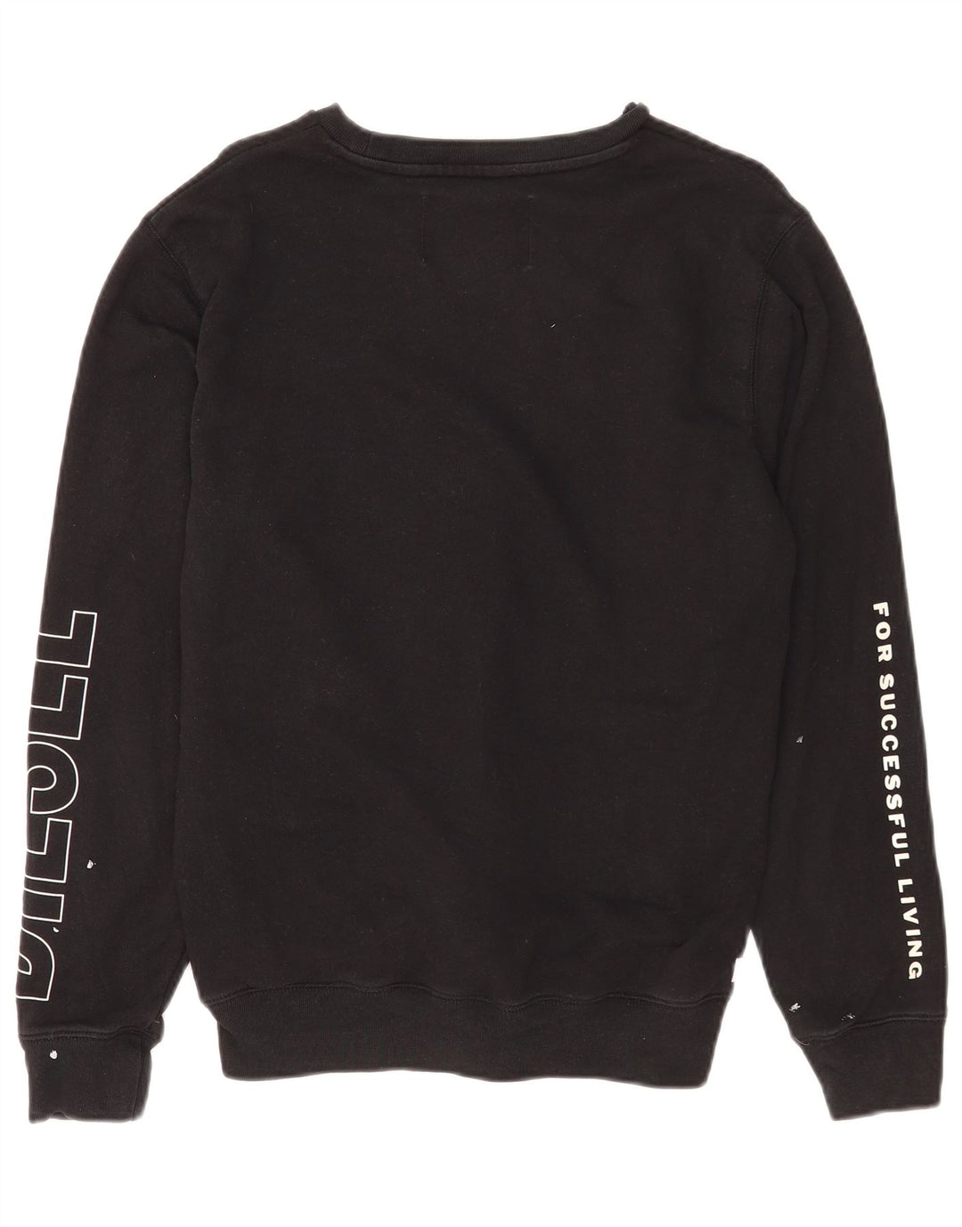 Diesel feminino gráfico moletom jumper UK 14 médio algodão preto