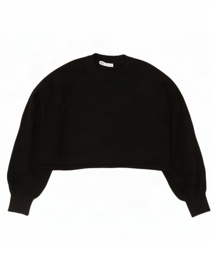 Blusa feminina Zara cropped oversized top UK 14 médio preto