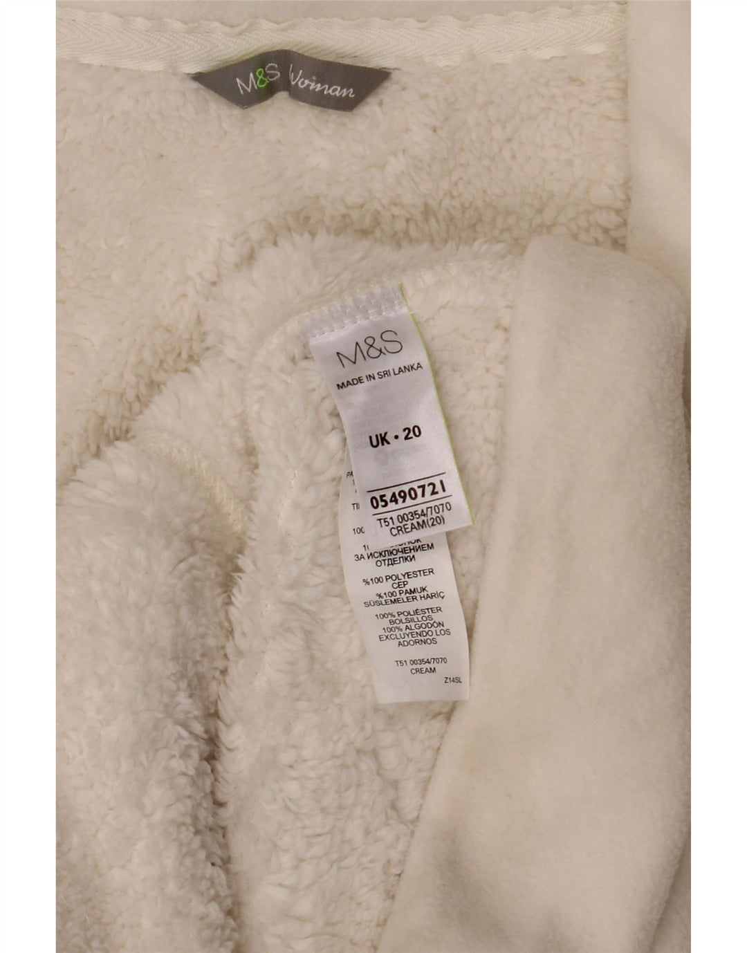 Jaqueta de lã feminina Marks & Spencer UK 20 2XL algodão branco