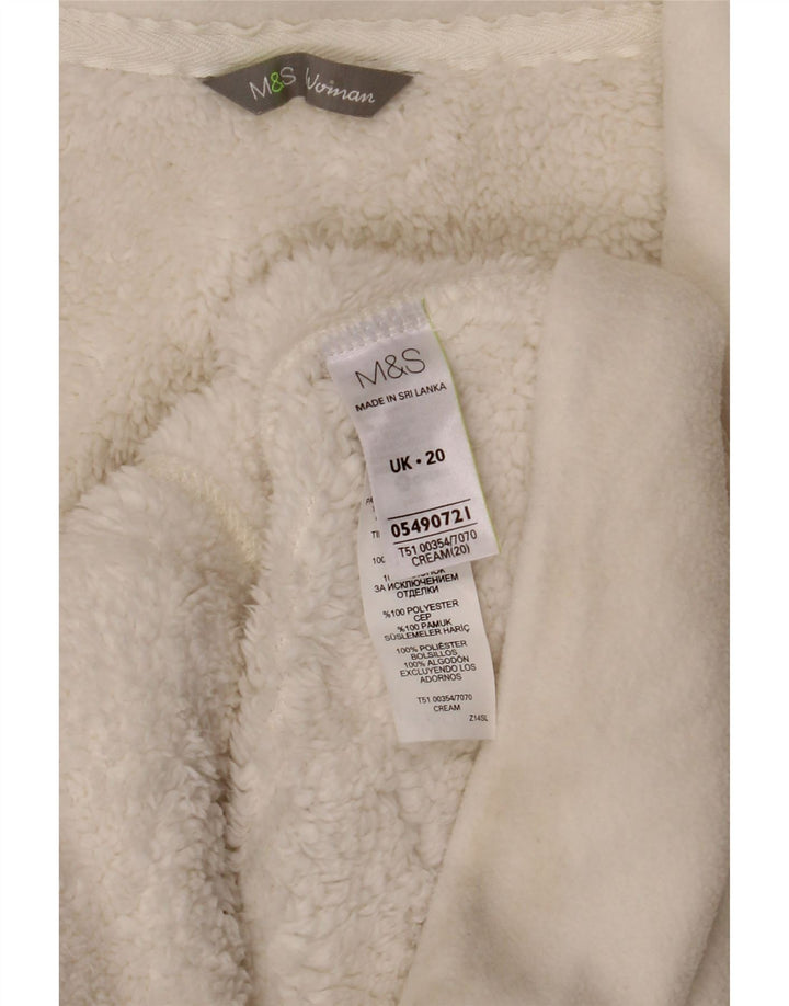 Jaqueta de lã feminina Marks & Spencer UK 20 2XL algodão branco