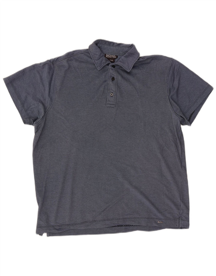 Camisa polo masculina MICHAEL KORS grande algodão azul marinho