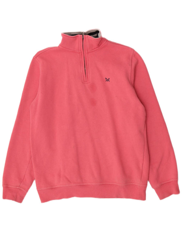 Suéter feminino Crew Clothing com zíper e gola em algodão rosa médio UK 14