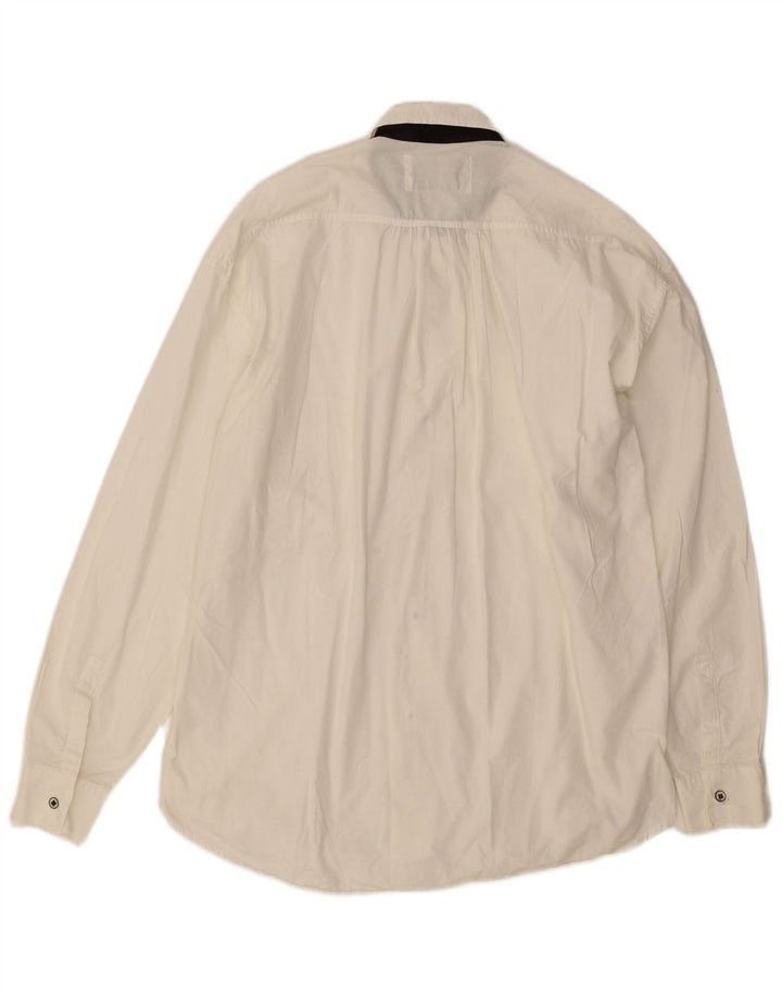 Camisa masculina vintage de algodão floral branco médio