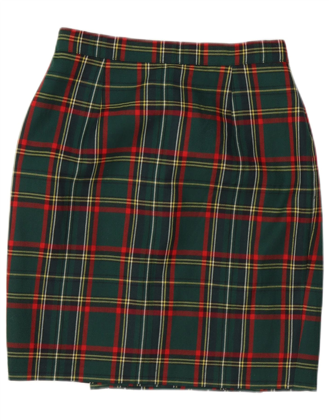 Saia lápis feminina vintage W28 xadrez verde médio