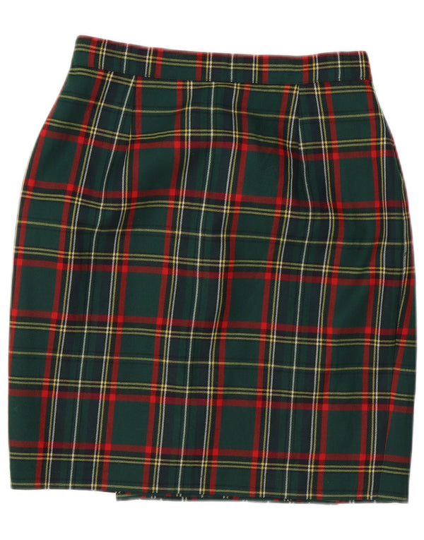 Saia lápis feminina vintage W28 xadrez verde médio