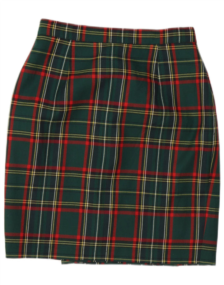 Saia lápis feminina vintage W28 xadrez verde médio