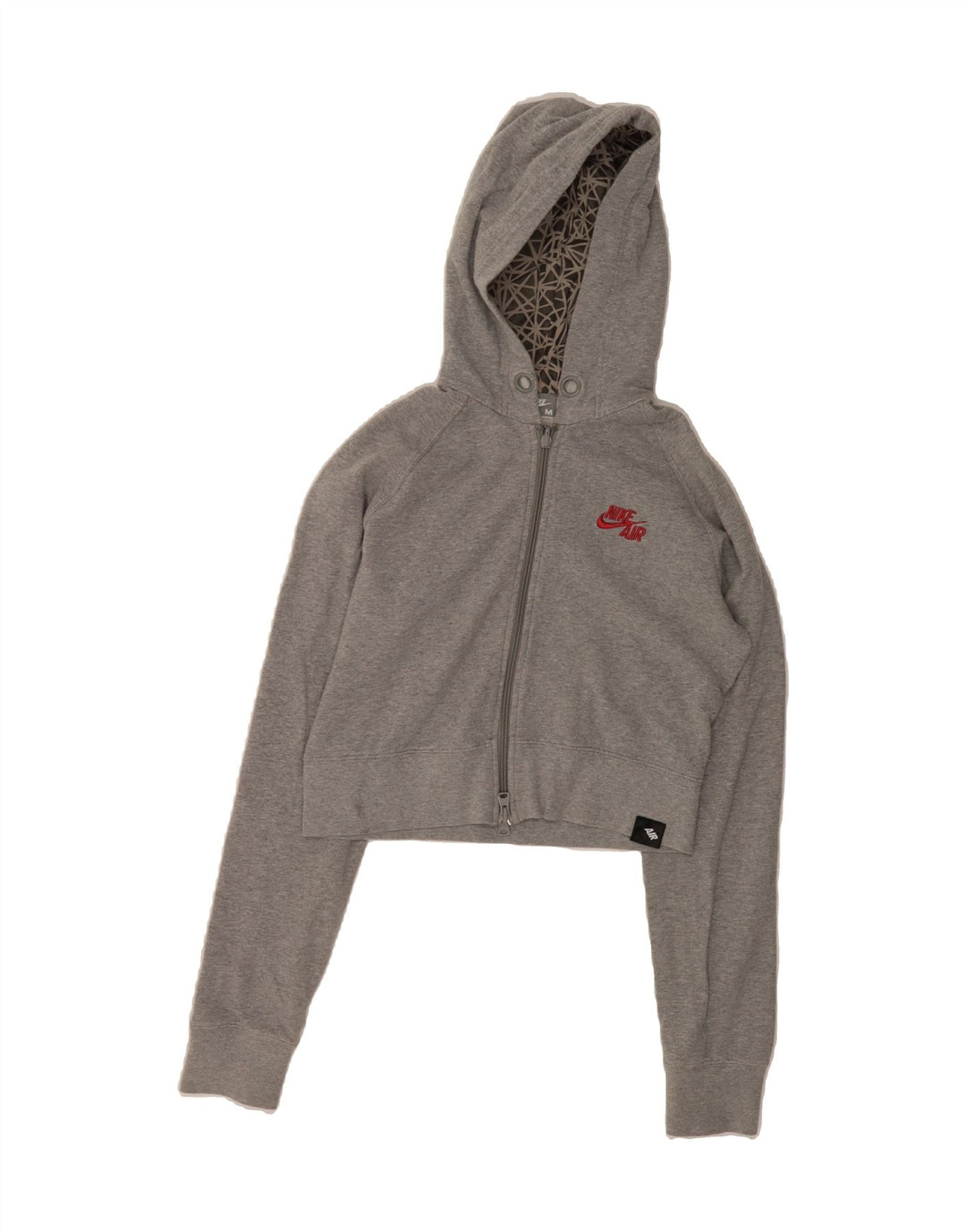NIKE Womens Crop Zip Hoodie Sweater UK 10/12 Medium Grey Cotton Vintage Nike and Second-Hand Nike from Messina Hembry 