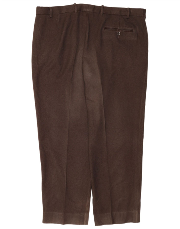 Calça masculina reta regular Marks & Spencer W42 L29 poliéster marrom