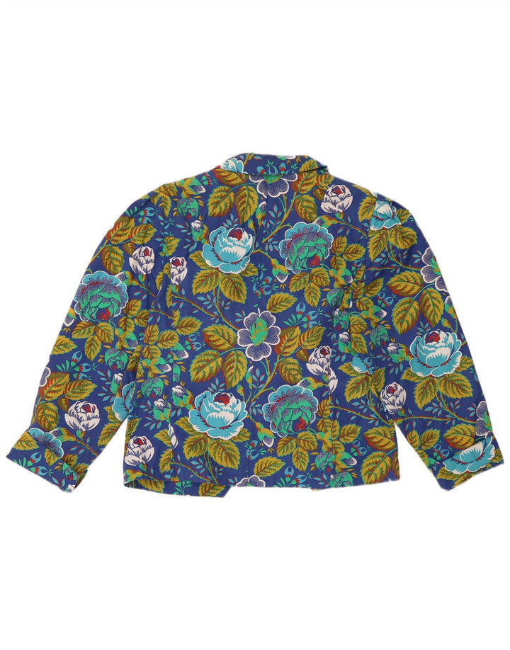 Jaqueta blazer feminina JEAN CLAIRE com 1 botão IT 42 algodão floral azul médio
